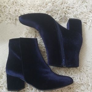 Blue velvet booties